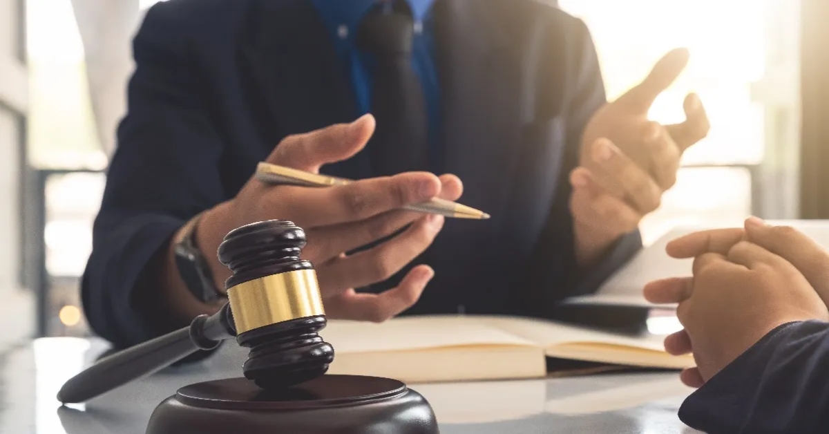 Attorney explaining to his client