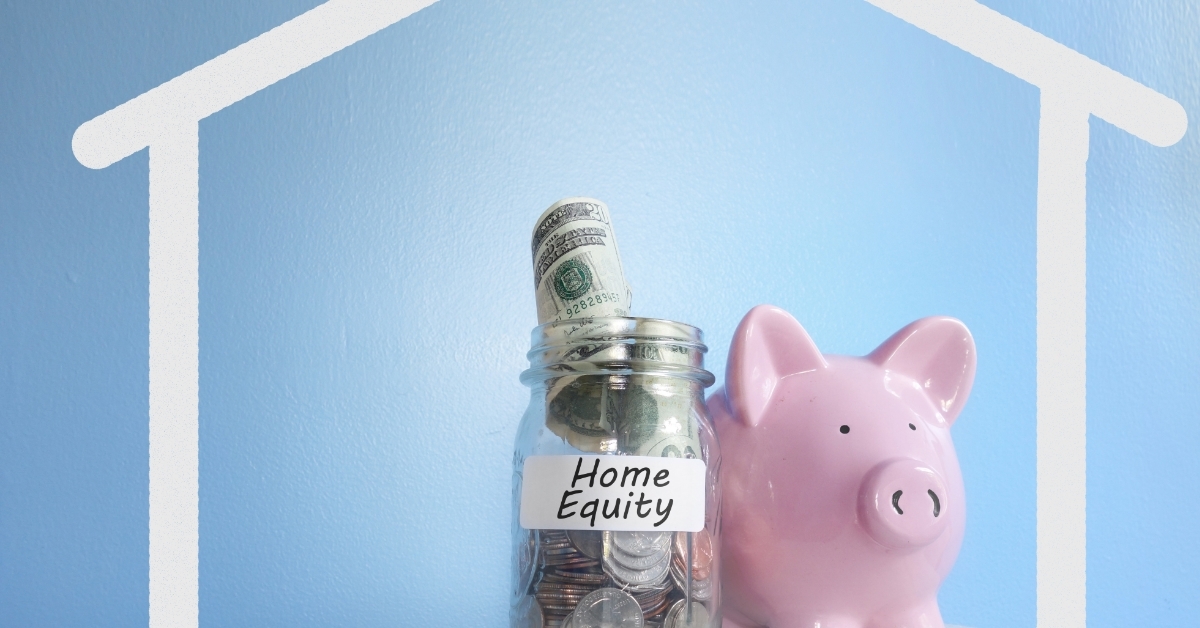 Piggy bank coin jar Home Equity concept