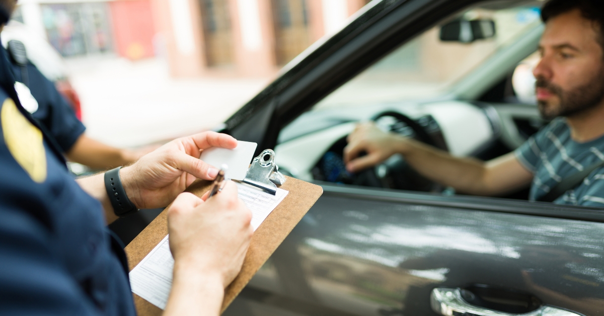 Police making a speeding ticket