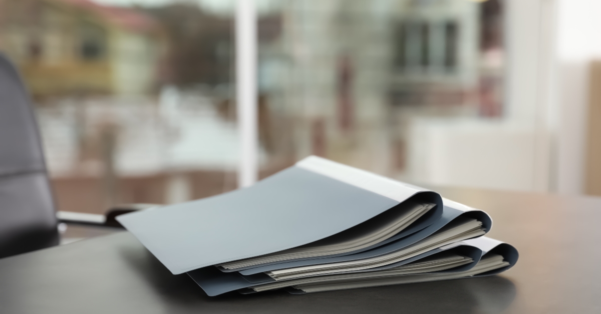 Stack of folders with documents 