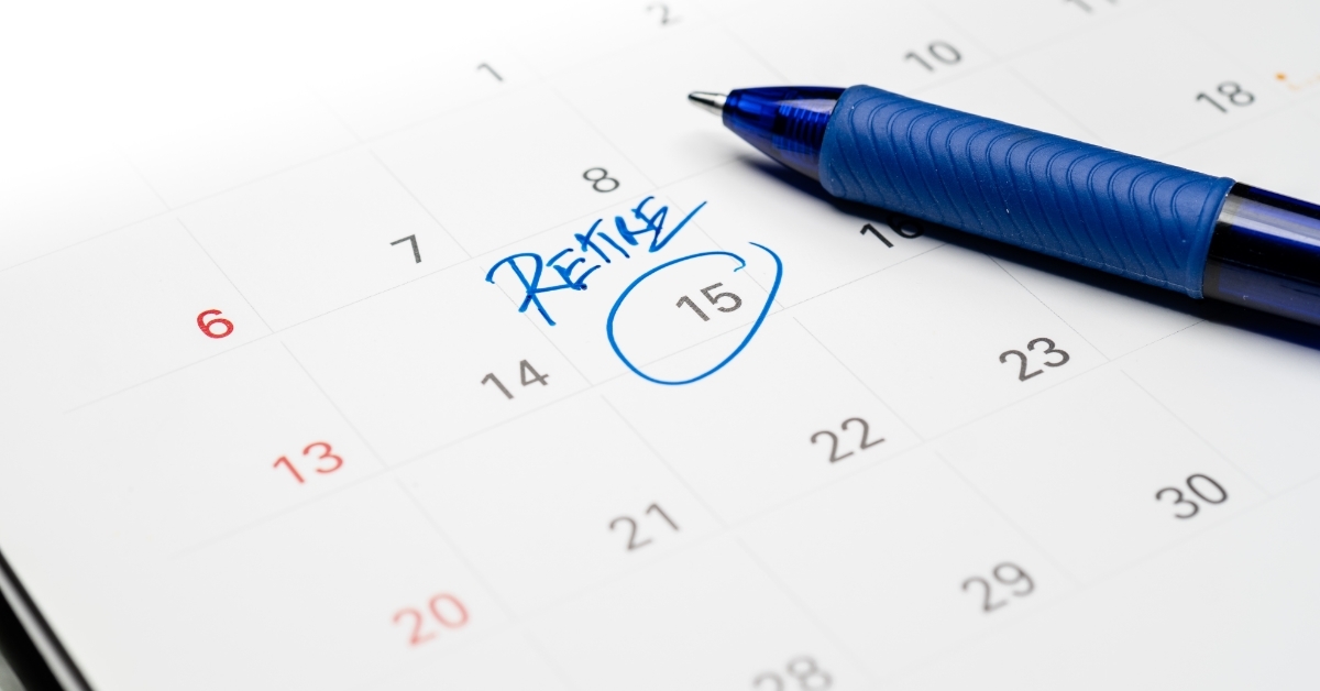 word retire on white calendar