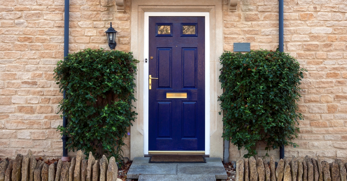 Modern blue painted front door