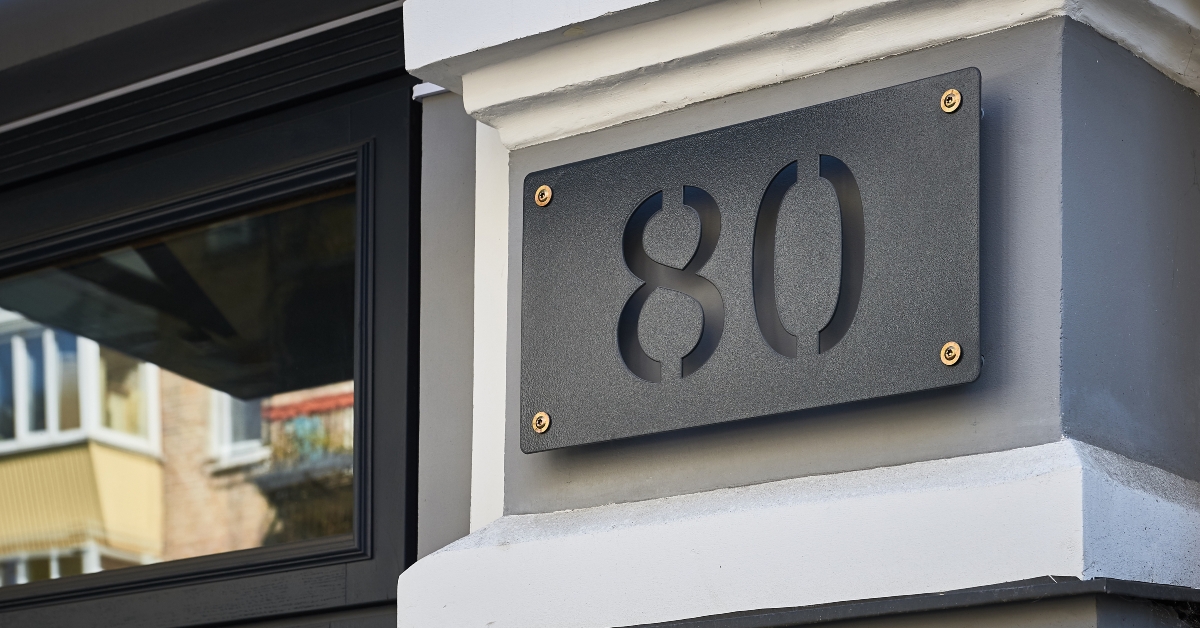 Street sign with house number