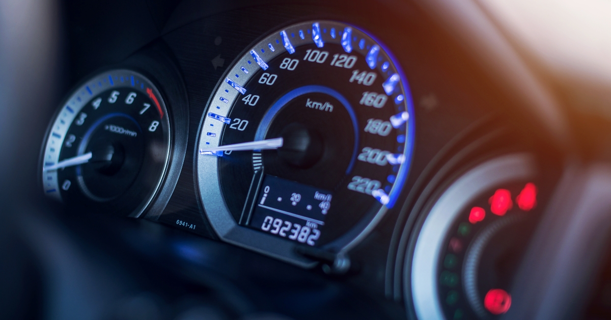 Closeup dashboard of mileage car