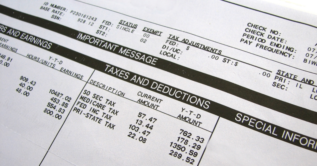 tax and deductions section on paycheck