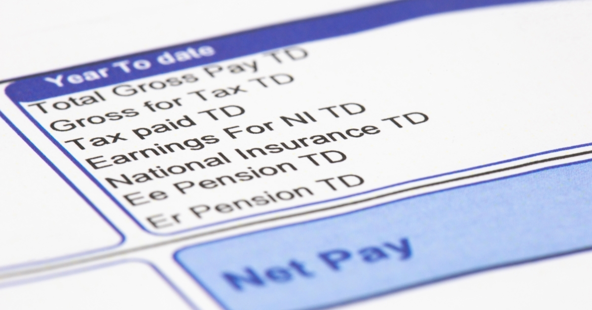 Wage pay slip showing pension