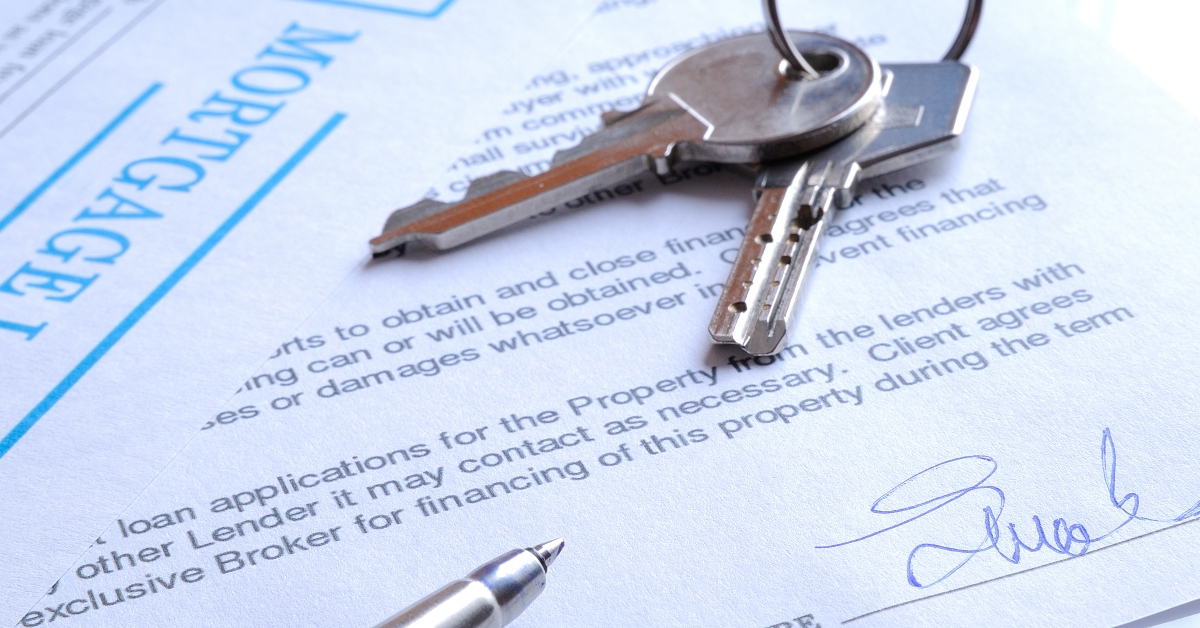 Mortgage contract signed closeup