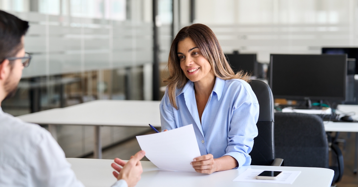 Bank manager consulting client