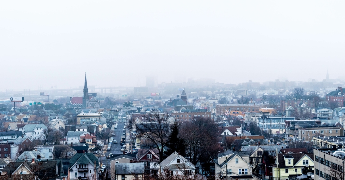 Bridgeport Connecticut on Foggy Day