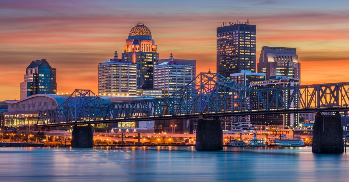 Louisville Kentucky skyline at twilight