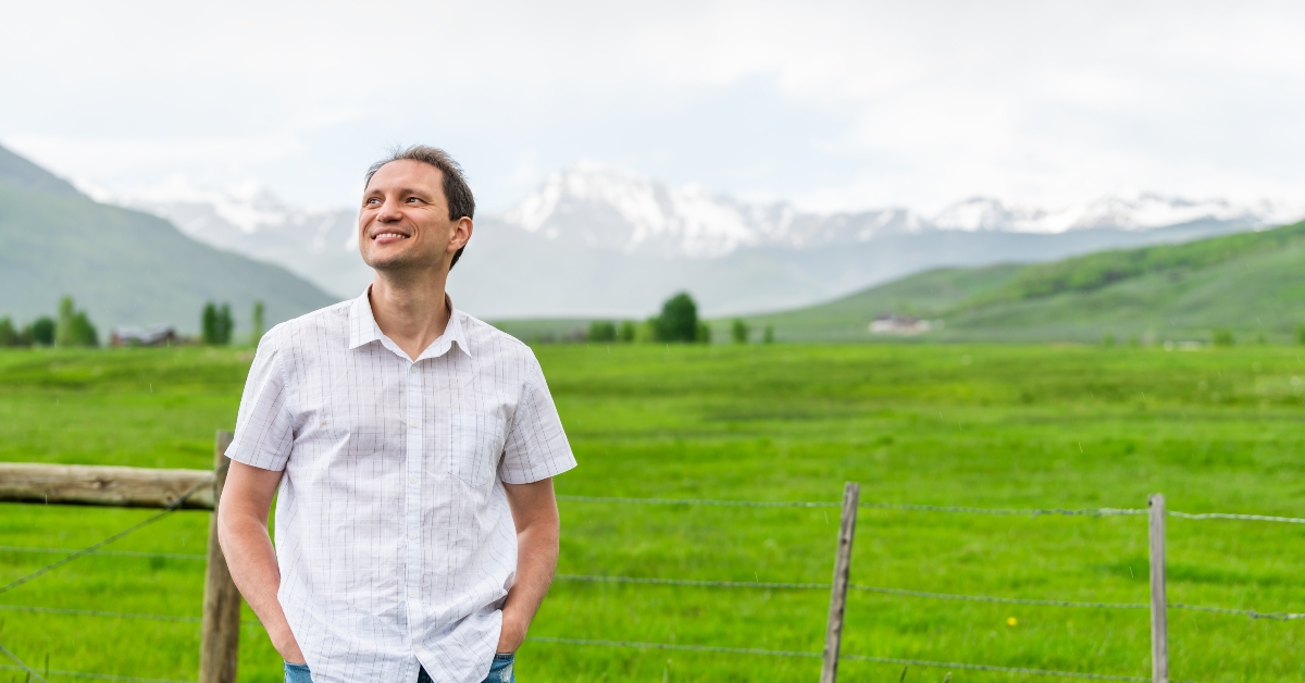 Colorado countryside with man standing