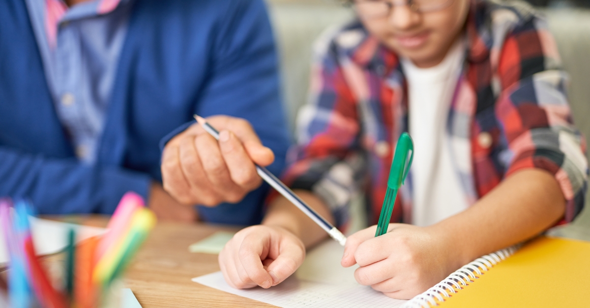 school child with homework 