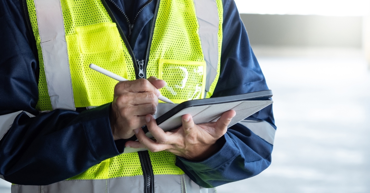 building security checking checklist on tablet