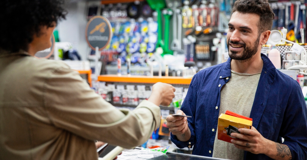 Customer paying with credit card