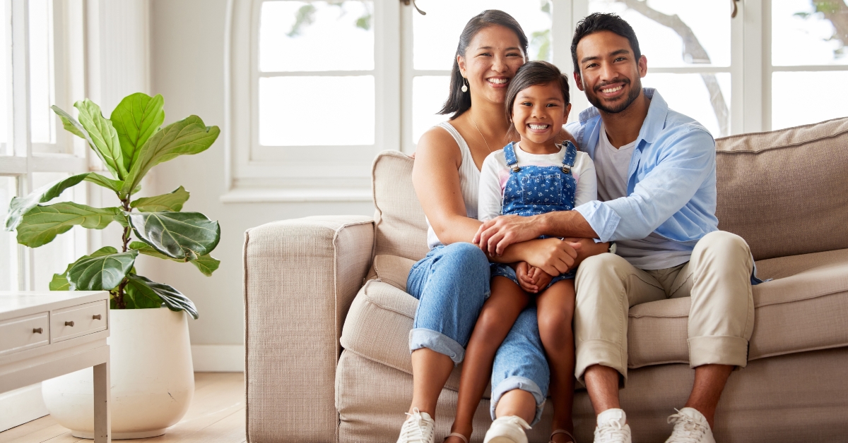 Family relaxing in home