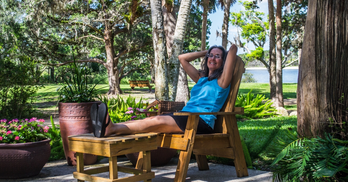 Woman relaxing on the patio