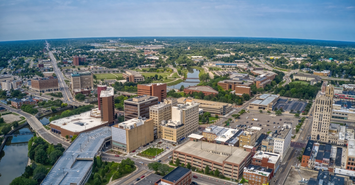 Aerial View of Downtown Flint