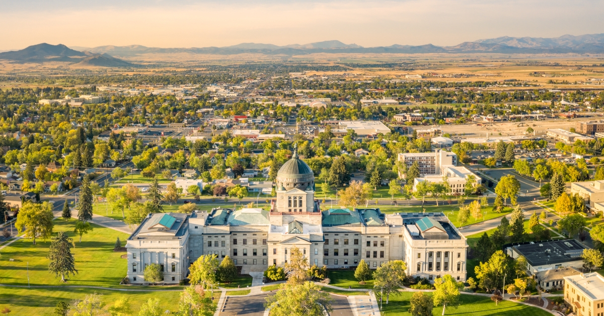 Drone view of Montana Capitol