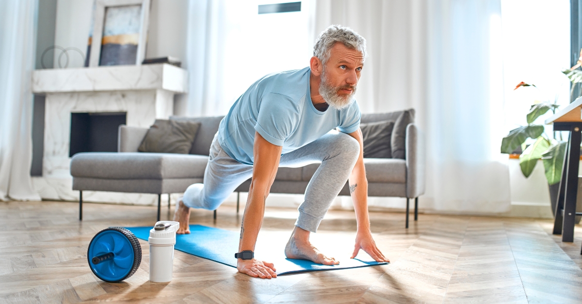 mature man doing exercises