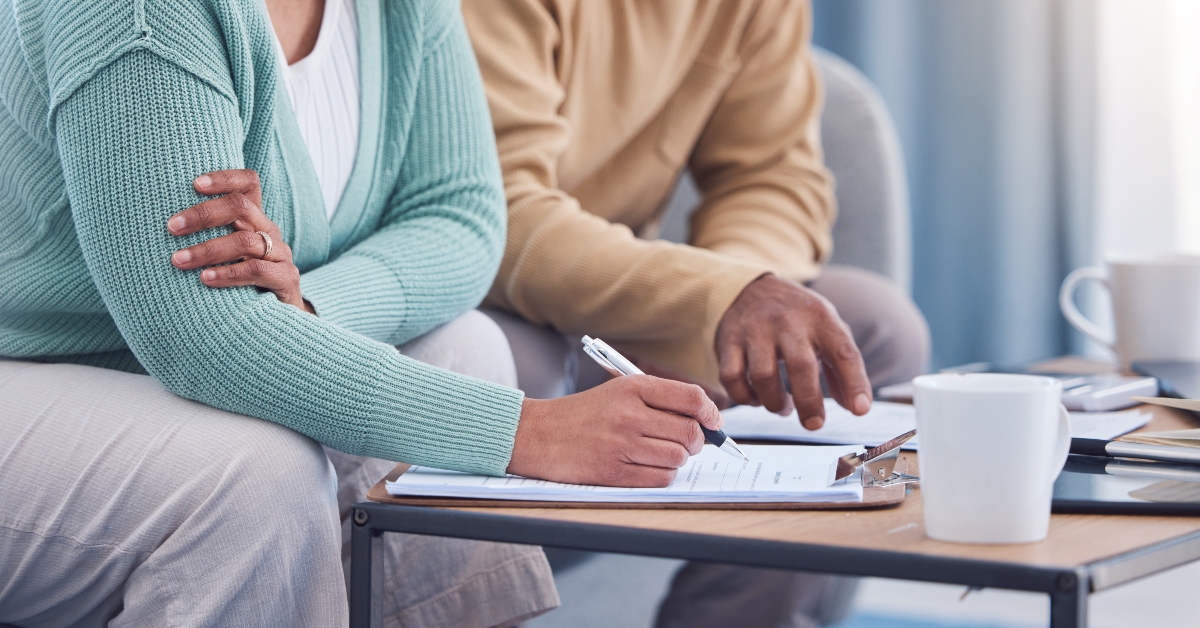 senior couple discussing