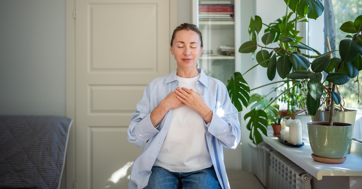 holding hands on chest