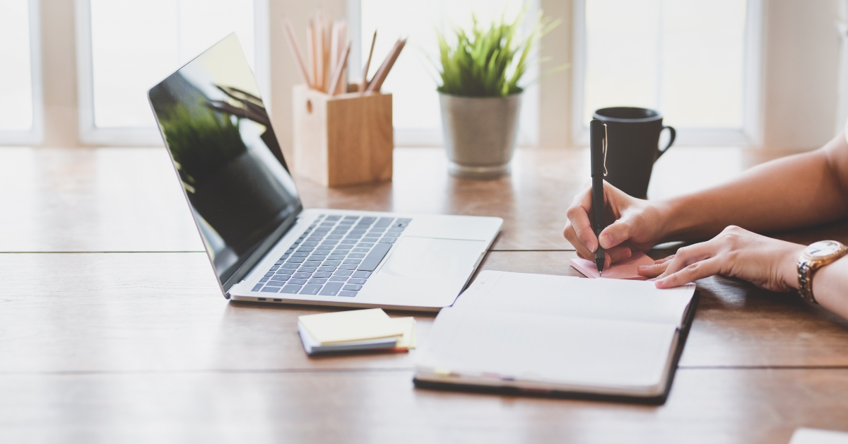 Businesswoman working with laptop