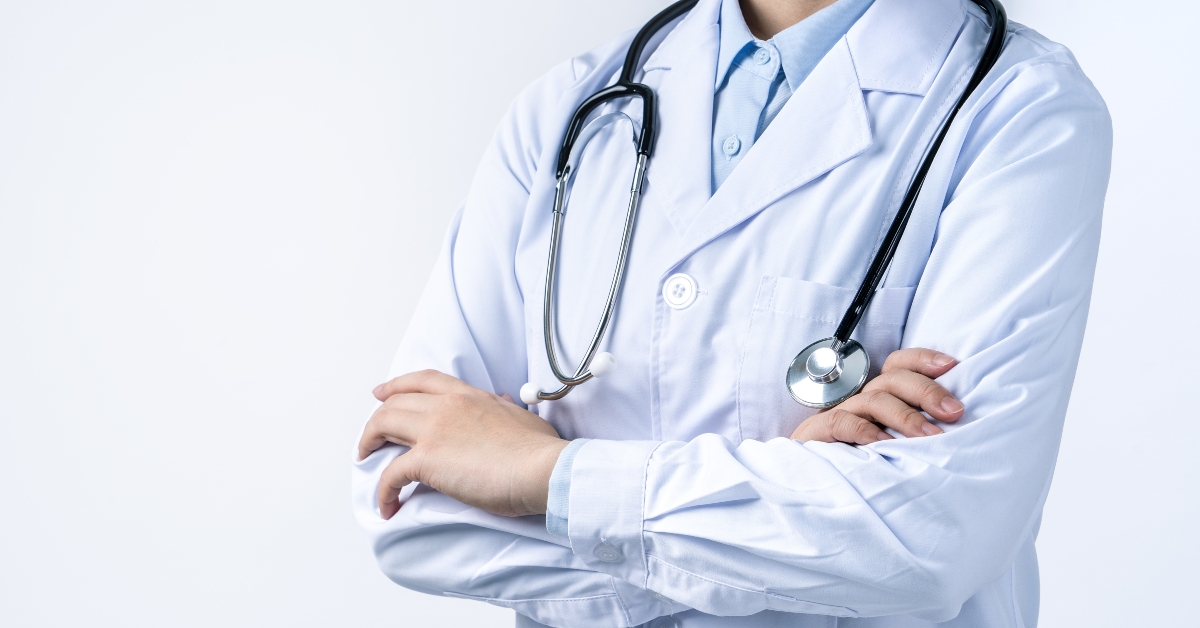 physician with stethoscope