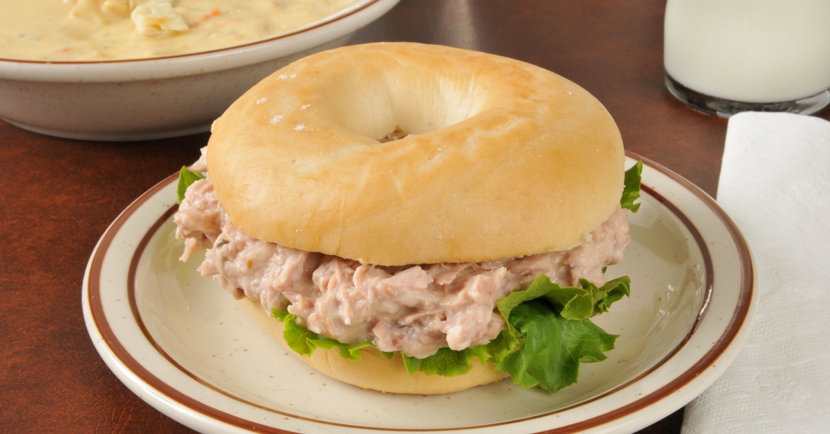 tuna sandwich on a bagel 