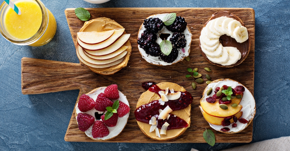 variety of bagels on a board