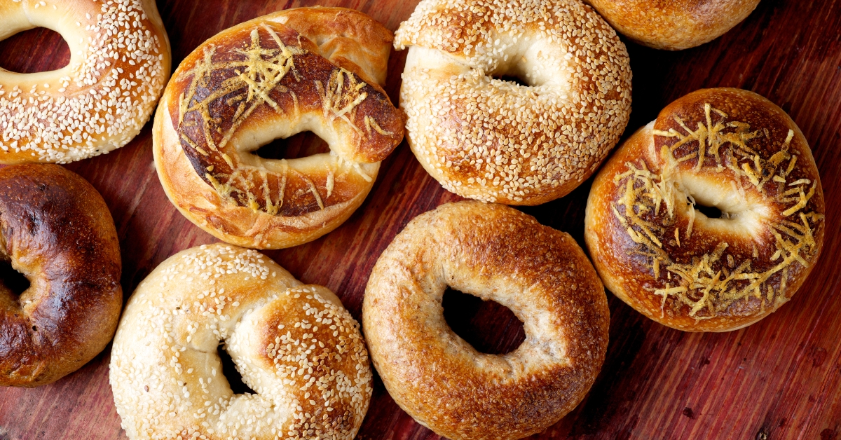 aerial view of assorted bagels