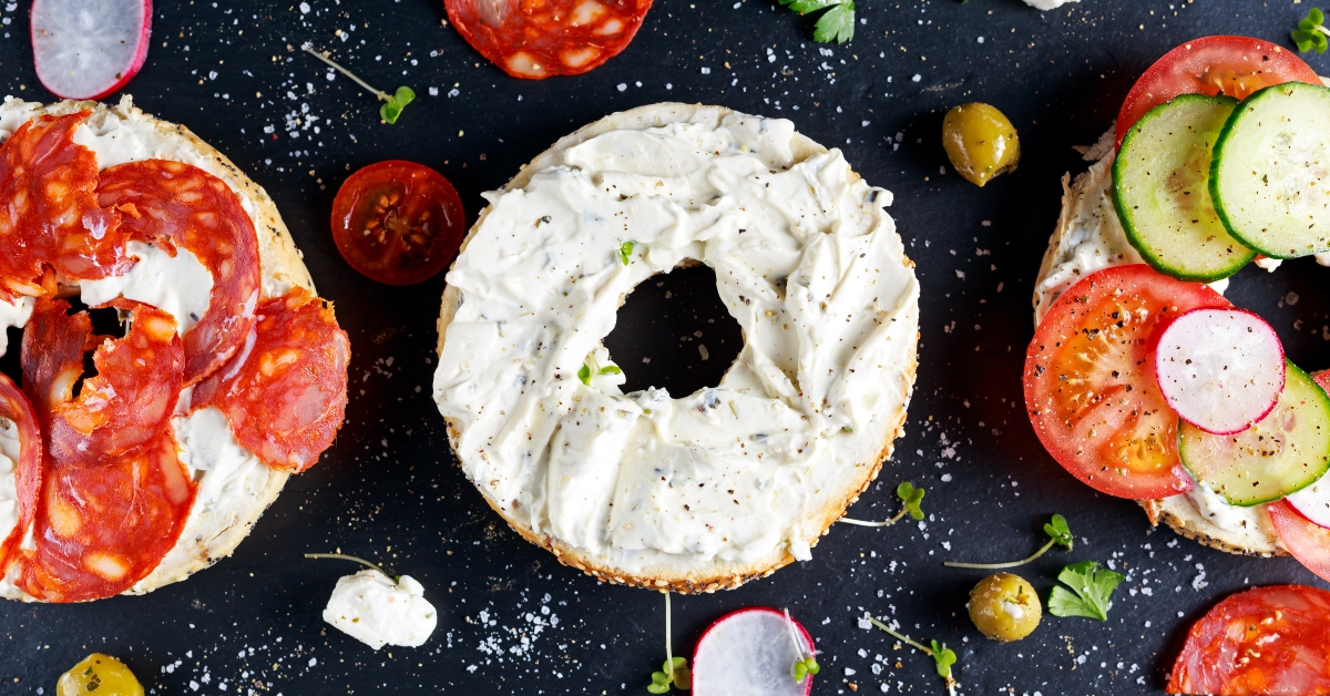 bagel sandwiches with soft cheese