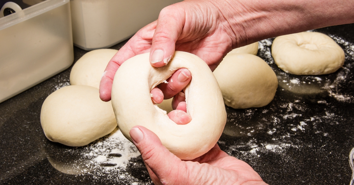 baker forming bagels