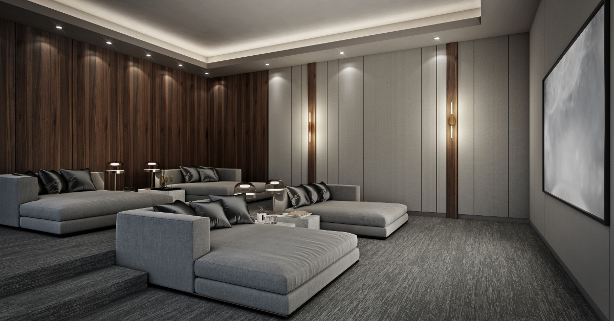 modern home theater room,