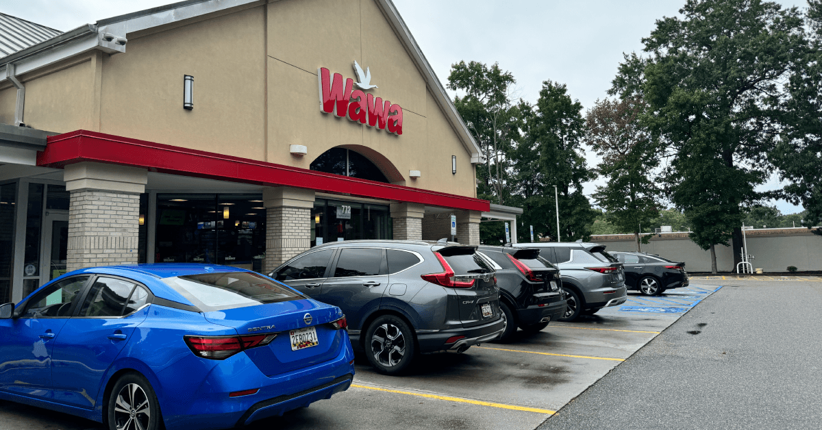 Exterior of a Wawa gas station