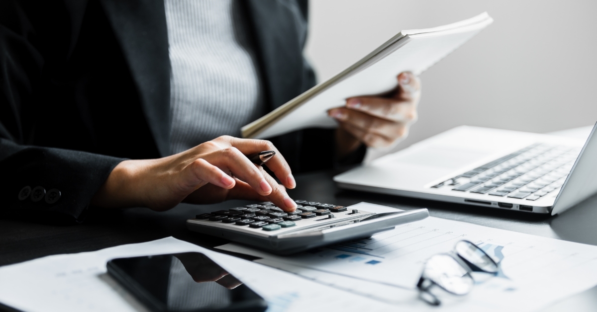 female accountant working at office accounting concept