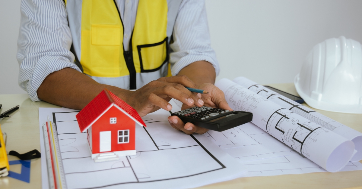 Male architect working at table 