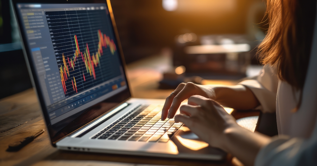 Businesswoman working on laptop