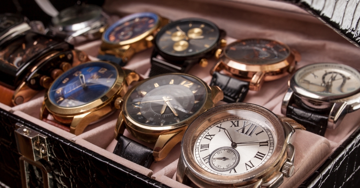 box with luxurious men wrist watches
