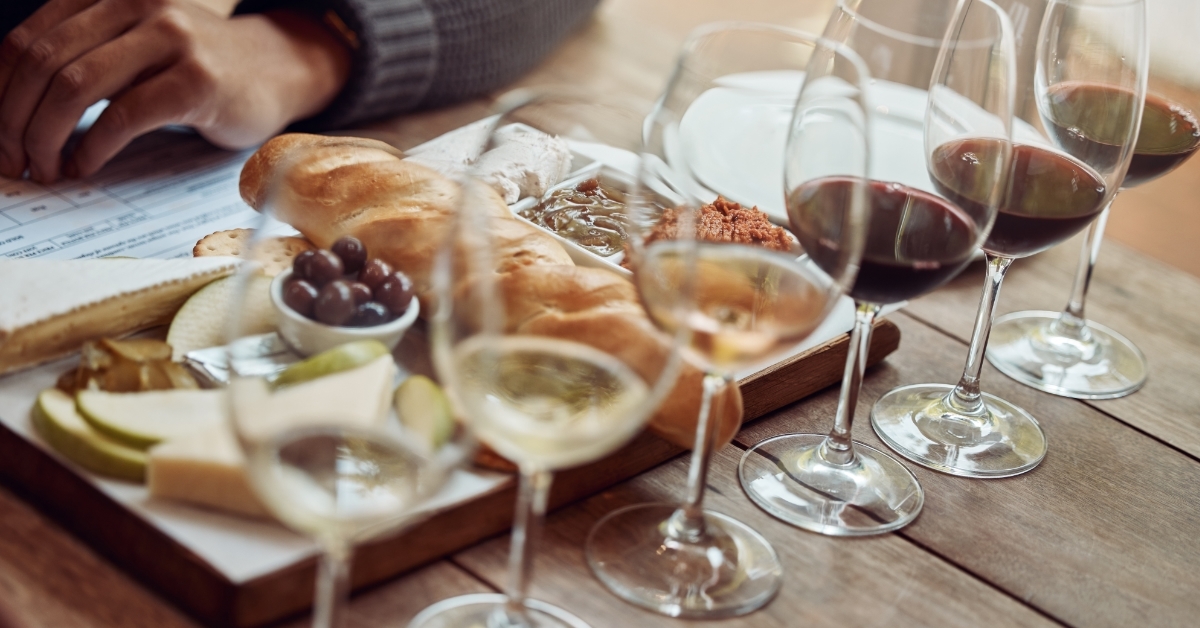 wine varieties besides cheeseboard at winery