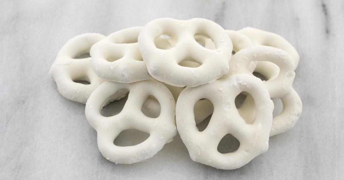 yogurt pretzels on gray marble cutting board