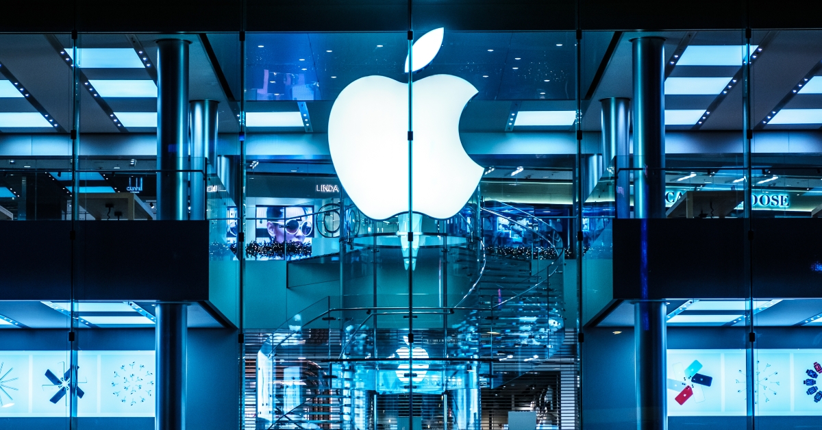 apple logo on apple store facade