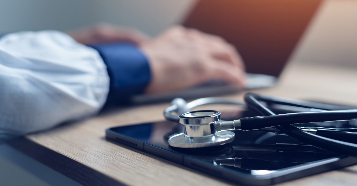 doctor working on laptop