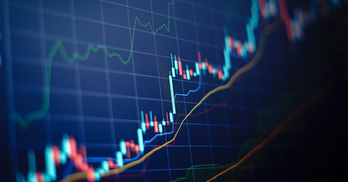 uptrend line candlestick stock market graph
