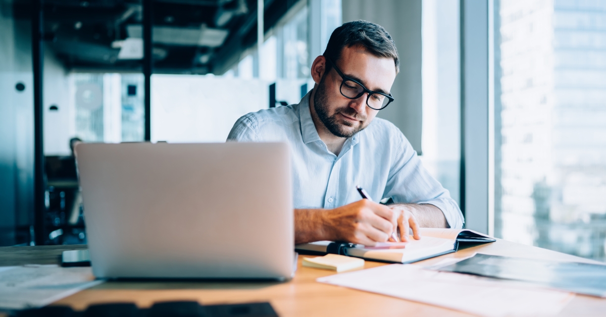 writing notes in textbook