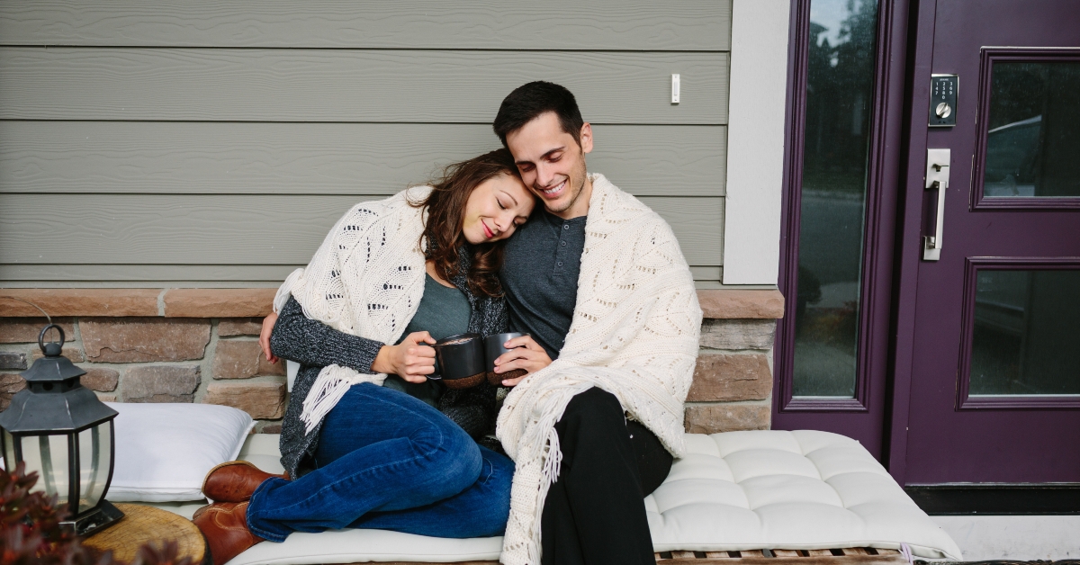 Couple in love sitting