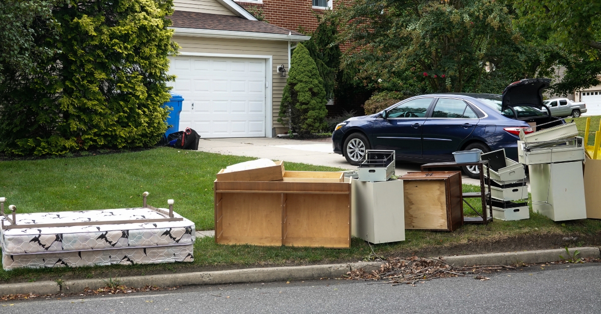 Discarded wooden furniture