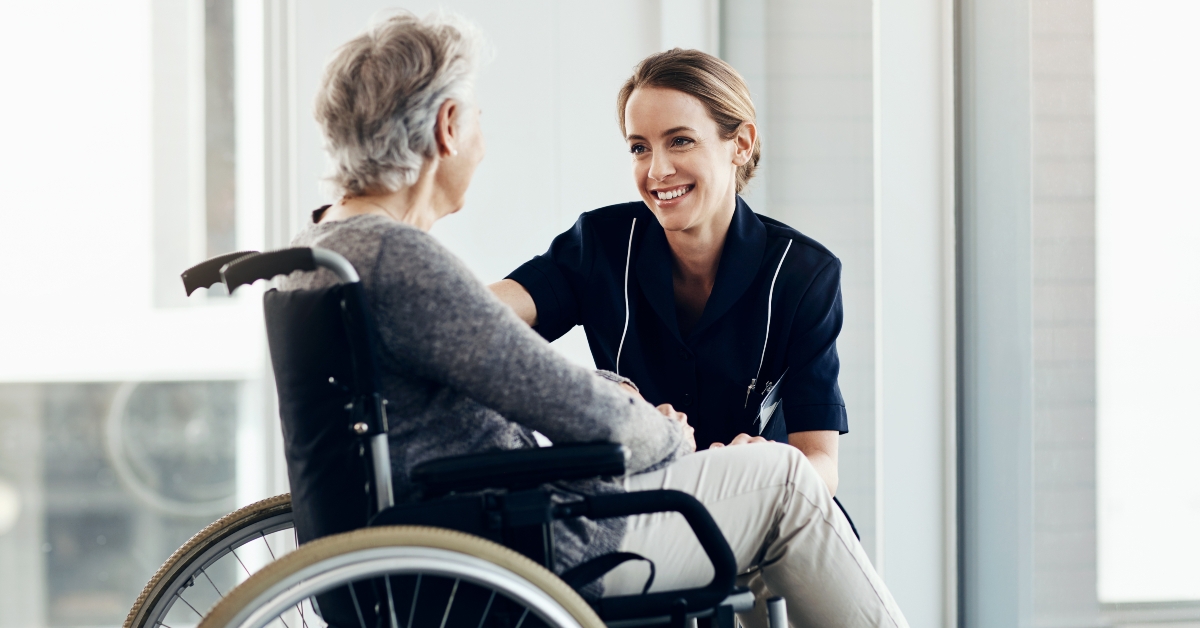 Wheelchair and nurse with support