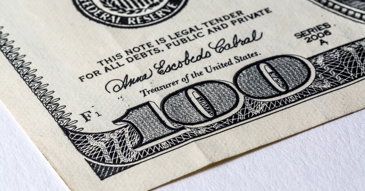 The old US $100 dollar bill