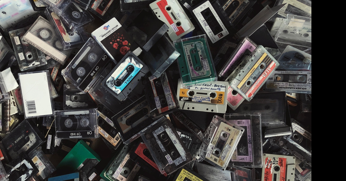 messy pile of cassettes