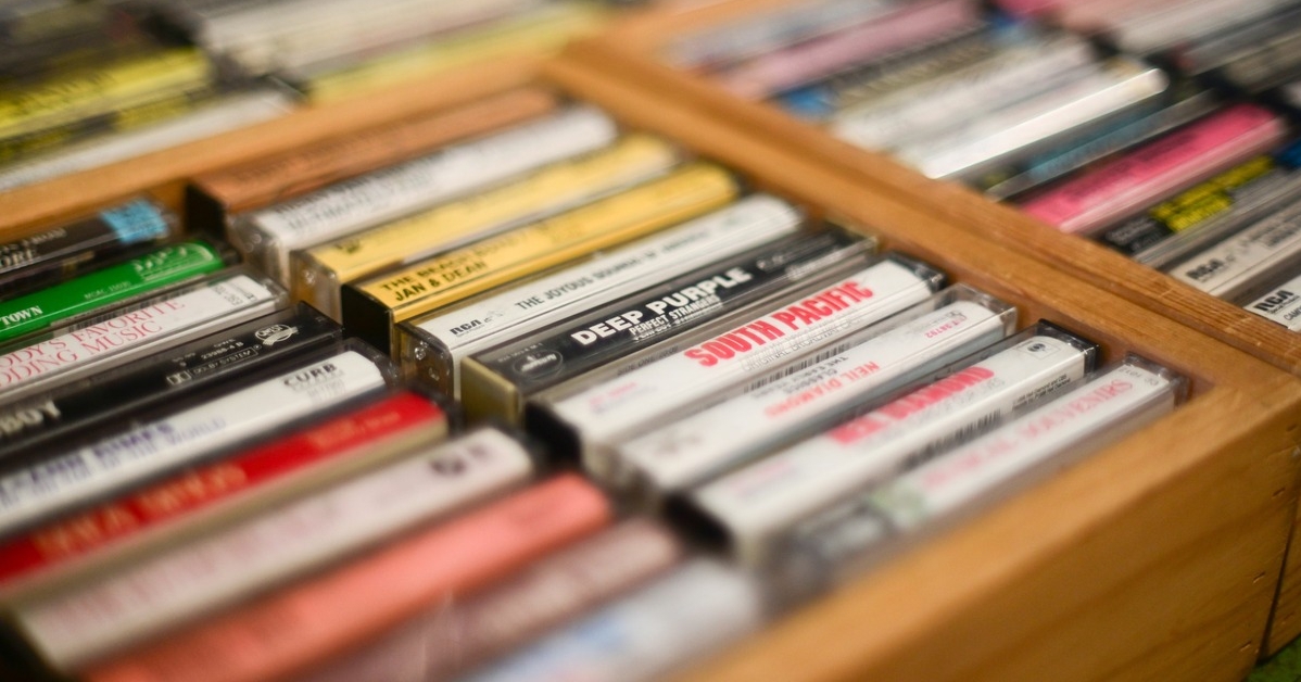 cassette tapes at store i holder. 